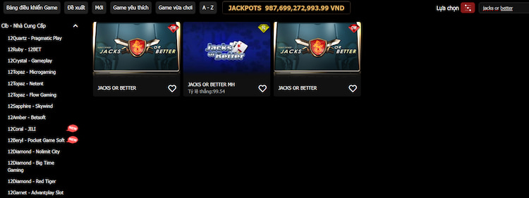 Chọn Jacks or Better tại 12Bet