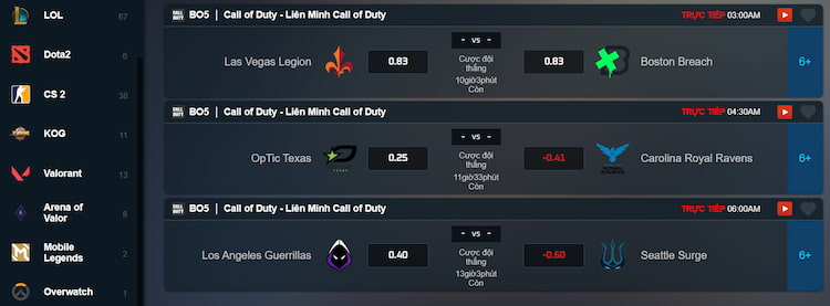 Kèo cược call of Duty
